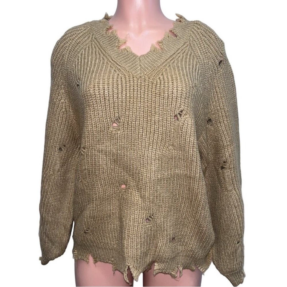POL Distressed Yak Hair Sweater Caramel Small